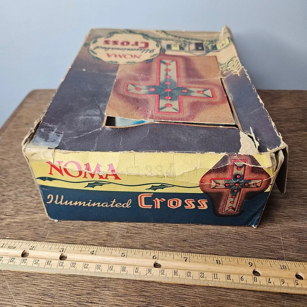 Vtg NOMA Illuminated Cross 1201 Electric Light Original Box Made in USA MCM Rare